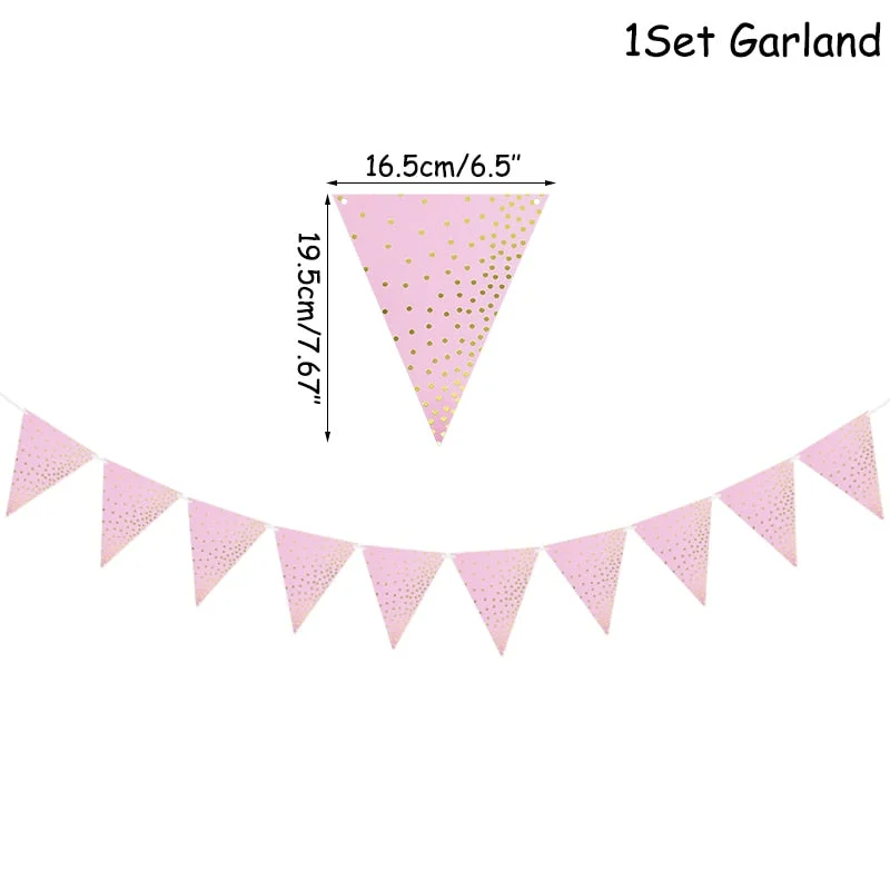 Gold Pink Disposable Tableware Set Paper Plates Cup Napkin Baby 1st Birthday Party Decor Baby Shower Girl Party Supplies Balloon