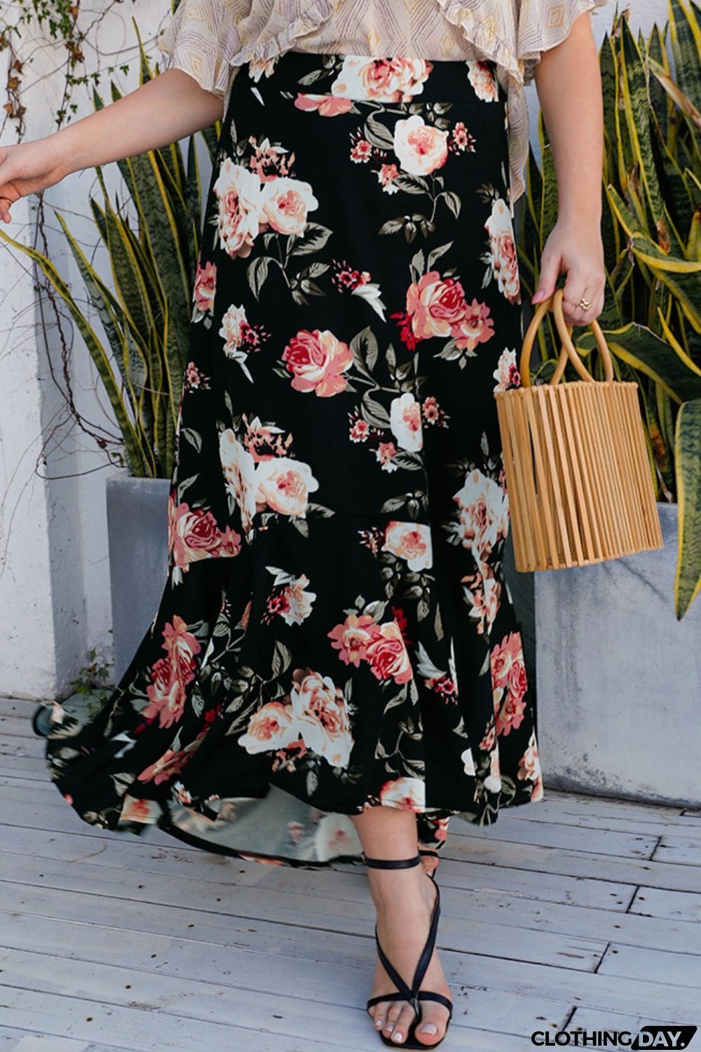 Plus Size Floral High-Rise Skirt