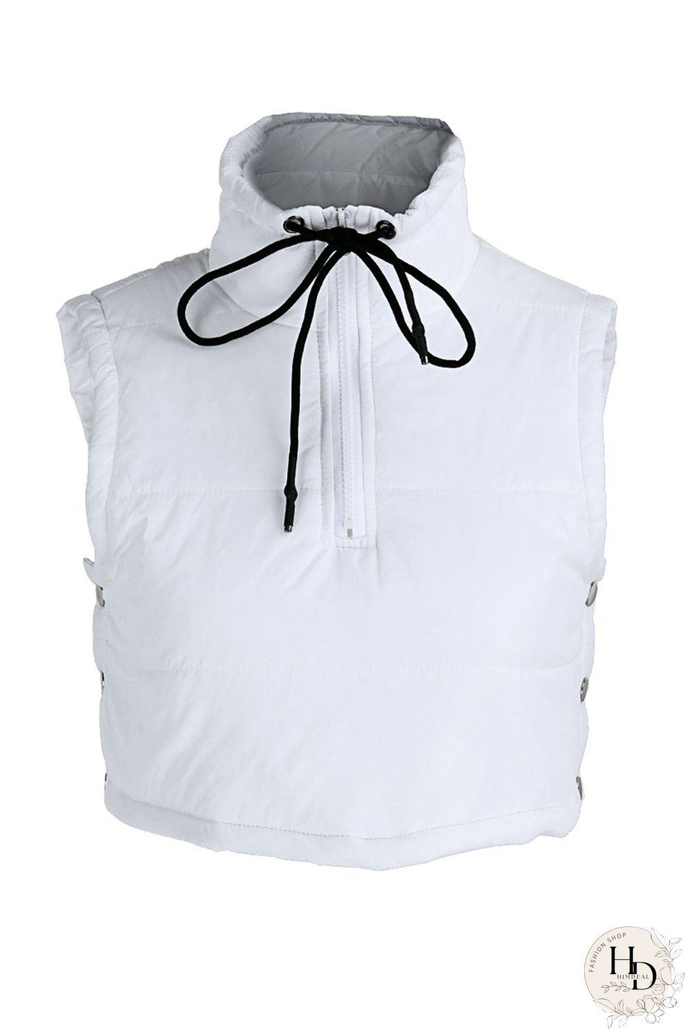 Black Casual Street Solid Patchwork Draw String Buttons Zipper Outerwear