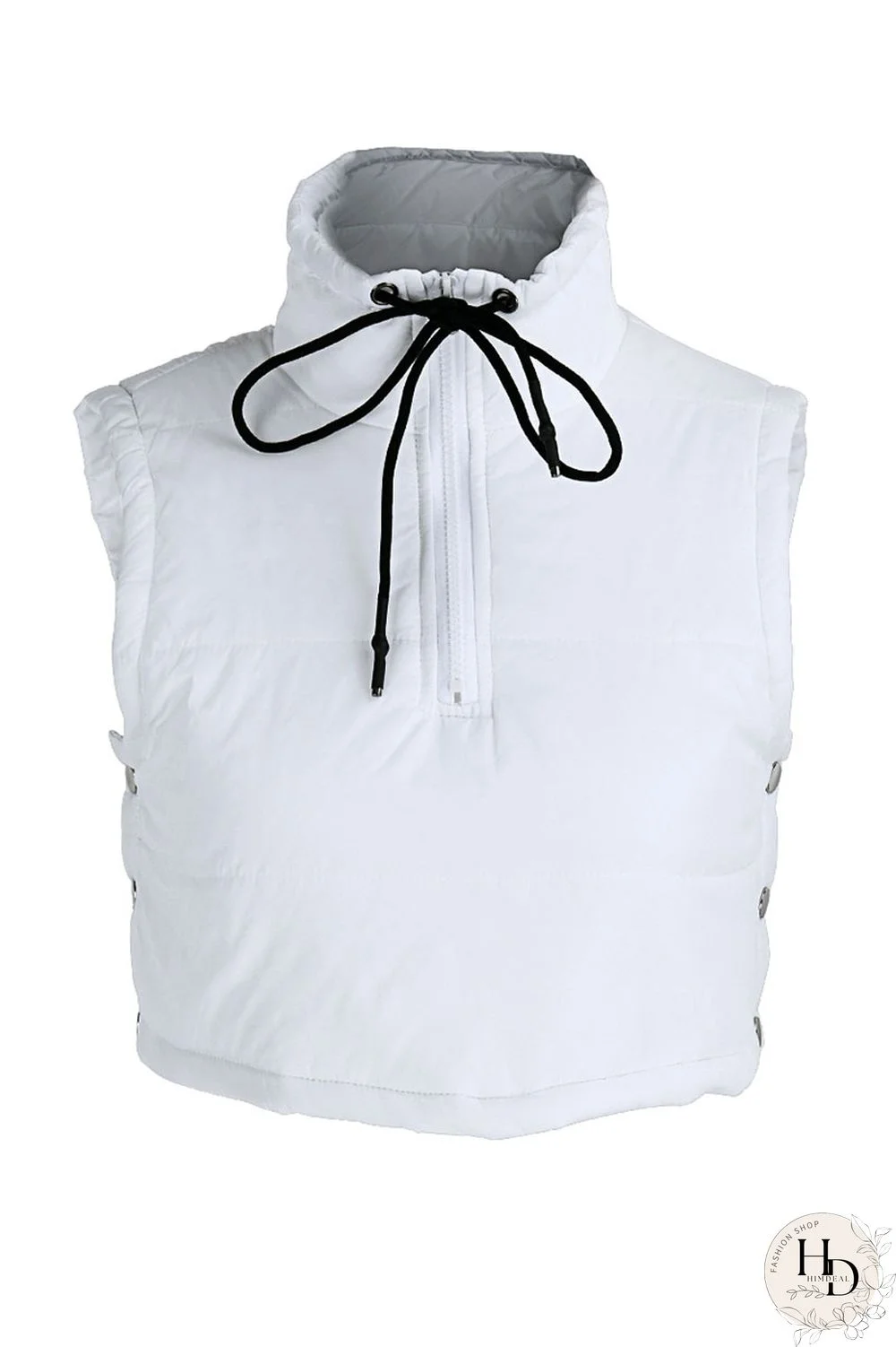 Black Casual Street Solid Patchwork Draw String Buttons Zipper Outerwear