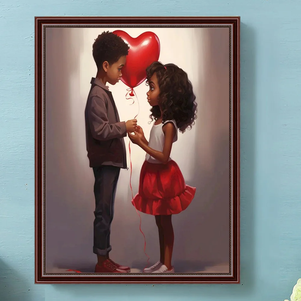 Diamond Painting - Full Round Drill - Kid Sweet Couple(Canvas|30*40cm)