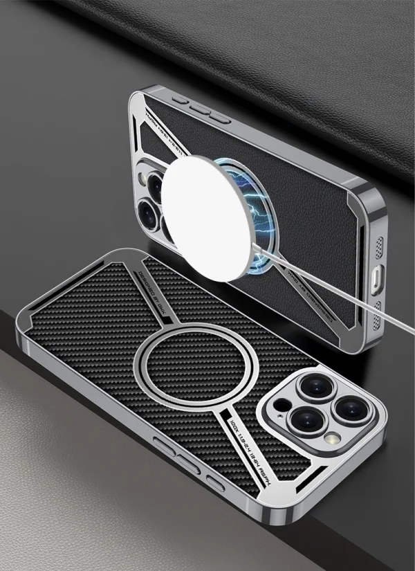 Electroplating Plain Leather Z-shaped Wireless Charging IPhone 16 Anti-fall Leather Case