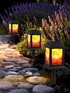 2 Pack Solar Lanterns Outdoor Waterproof Vintage Long Lasting Hangings Lamp 14x4inch Garden Yard Patio Deck Lighting for Outdoor Decor