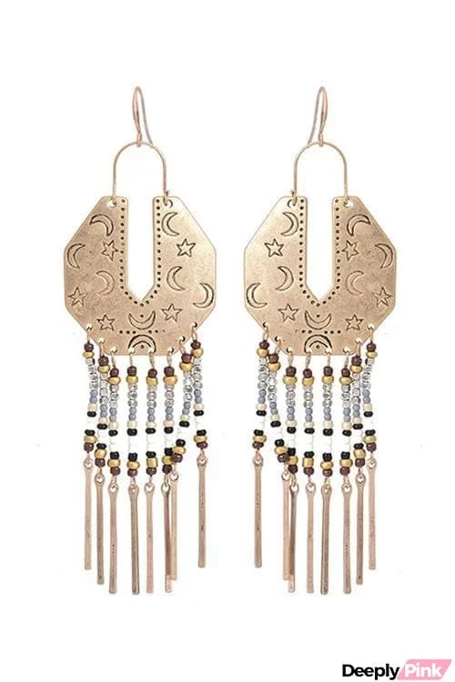 Beads Tassels Metal Earring