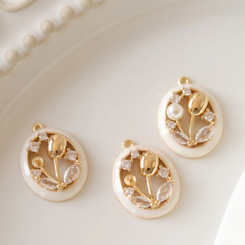 1 Piece 21*16mm Copper Zircon Flower Pendant Jewelry Accessories