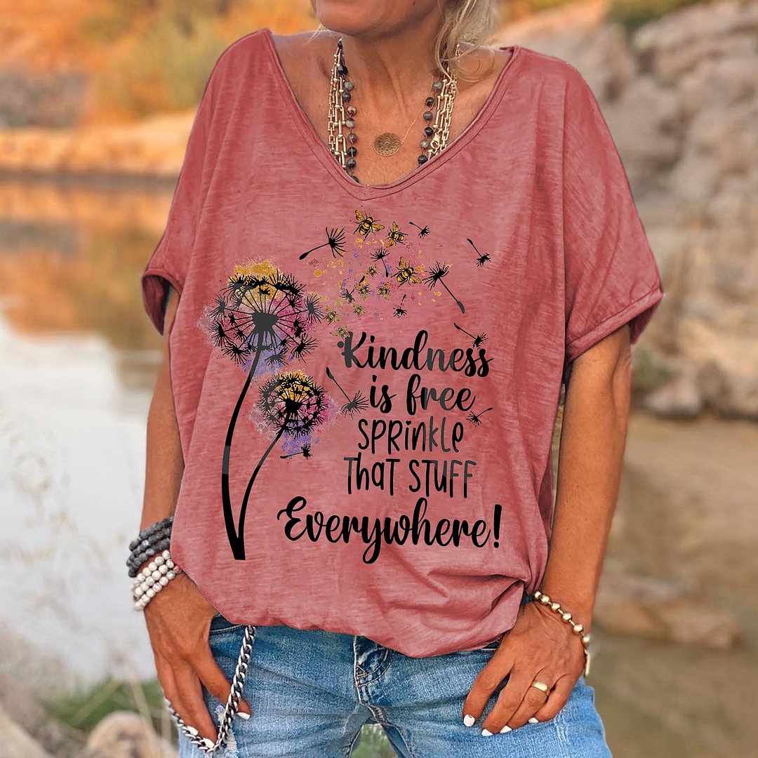 Kindness Is Free Printed Hippie T-shirt