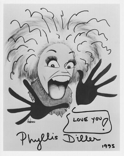 Phyllis Diller Signed 8x10 inch Photo Poster painting with LOVE YOU Inscription - Deceased