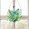 (US Local)Acrylic Special Shape Flower Butterfly DIY Diamond Painting Hanging Pendant Kit