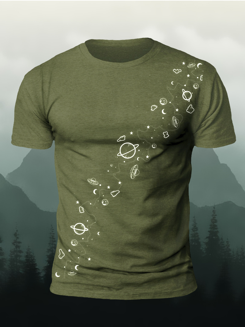 Men's Universe Solar System Print Short-Sleep T-shirt