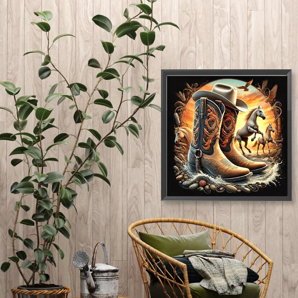 Diamond Painting - Full Round Drill - Boots Horse(Canvas|30*30cm)