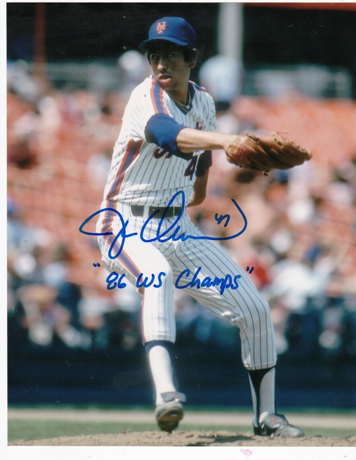 JESSE OROSCO NEW YORK METS 86 WS CHAMPS ACTION SIGNED 8x10