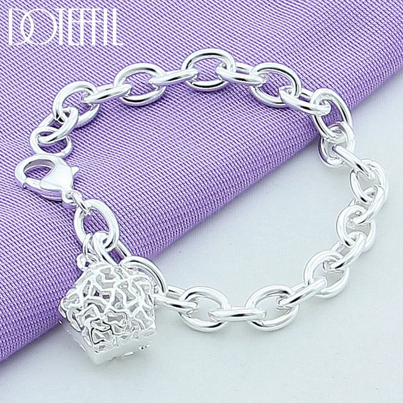 DOTEFFIL 925 Sterling Silver Hollow Star Pendant Bracelet For Woman Jewelry