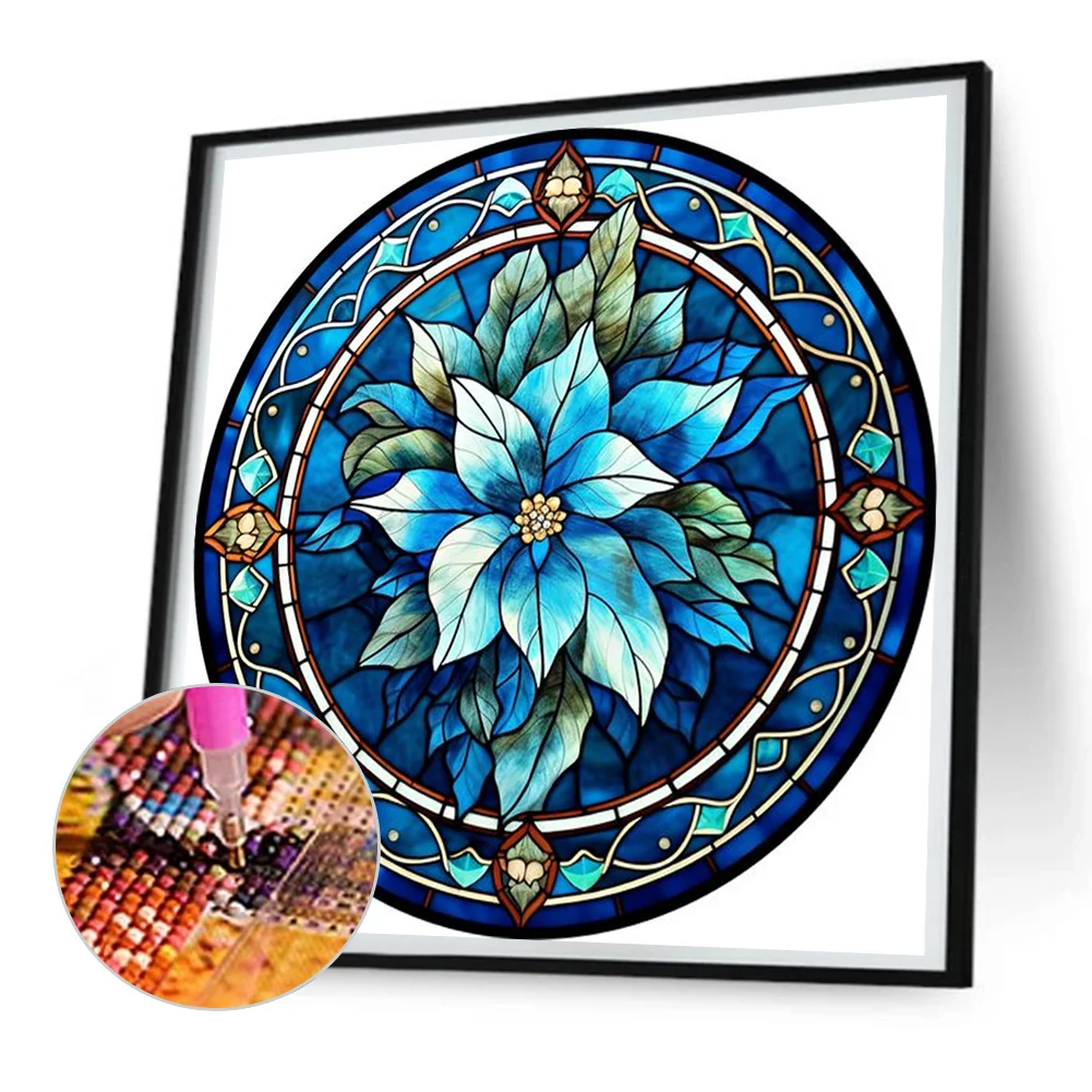 Diamond Painting - Full Round Drill - Stained Glass Flower(Canvas|30*30cm)
