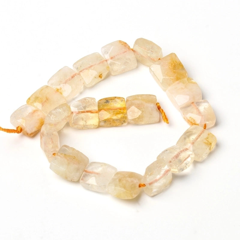 Natural 10x10x5mm Square Irregular Cut Surface AA Citrine Sea Blue Baojia Jade Pink Crystal Loose Beads Accessories