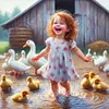 la vie d'un enfant &agrave; la ferme-plein diamant rond peinture-30 * 30cm