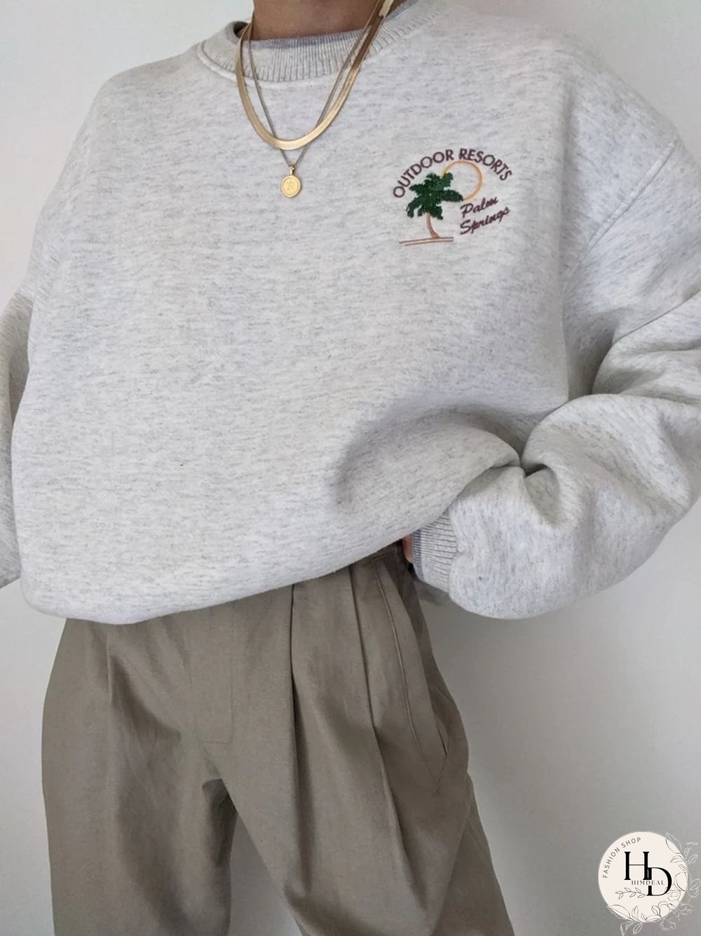 Casual Coconut Embroidered Sweatshirt