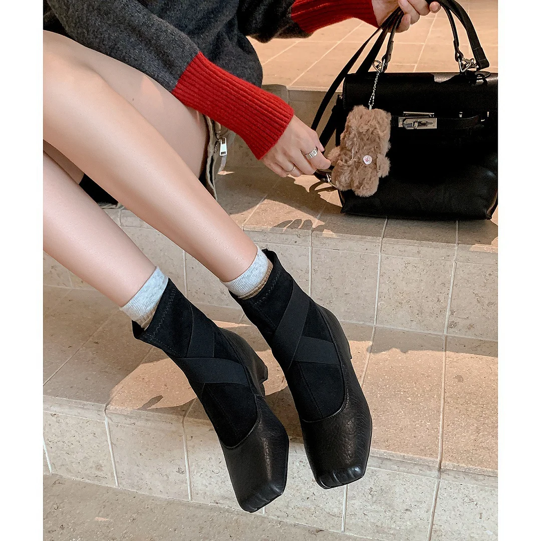 Breakj Breakj Ballet ~ Cross-Band Heightening Ballet Splicing Short Boots In Autumn And Winter To Increase The Explosion Of Boots