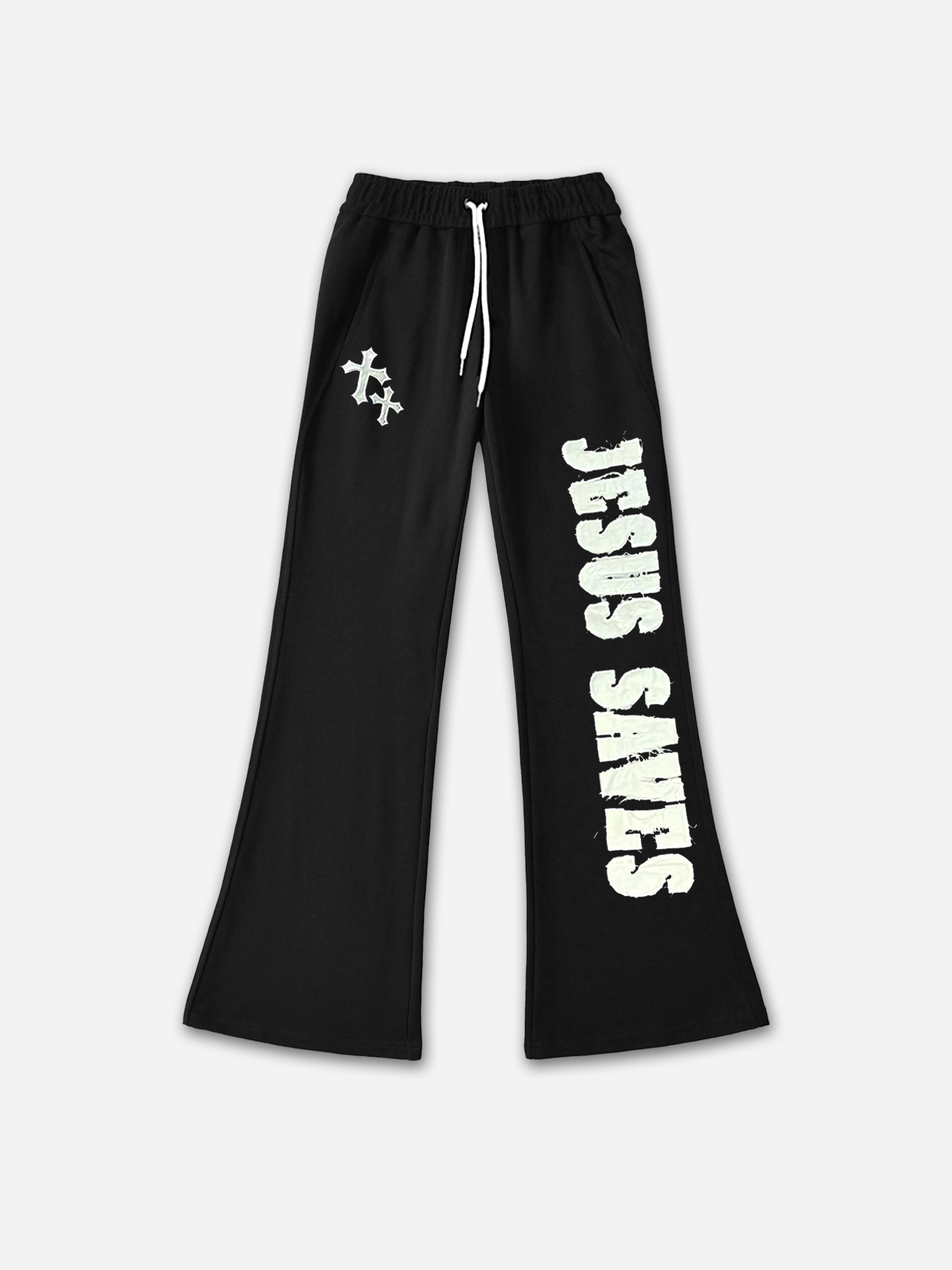 Sopula Vintage Jesus Saves Print Casual Flared Sweatpants - SOPULA