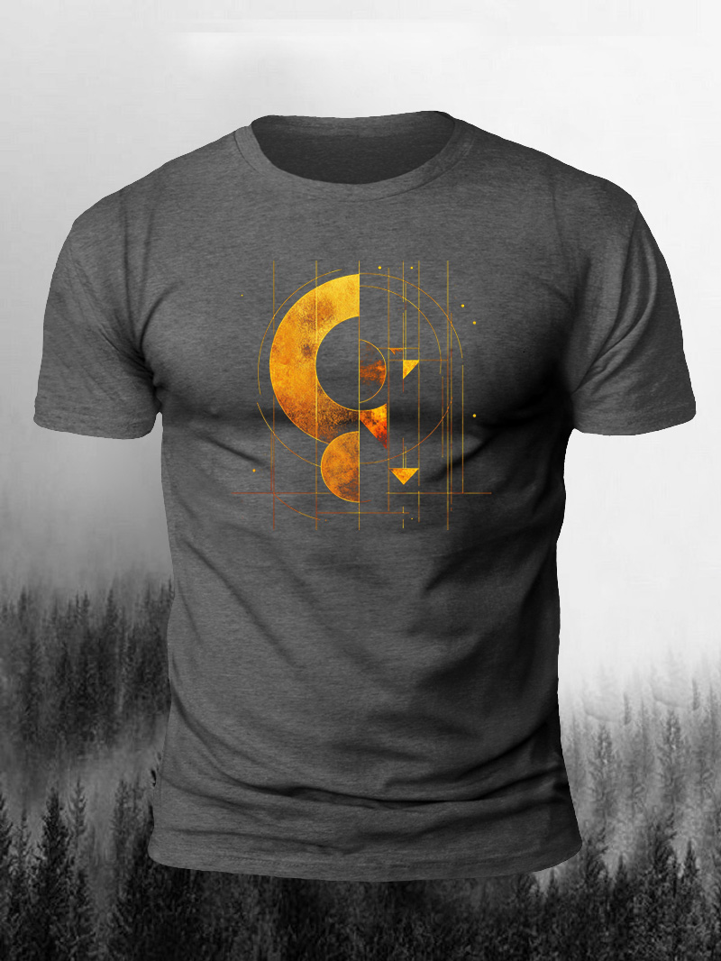 Men's Geometric Line Printed Short-Sleeve T-shirt