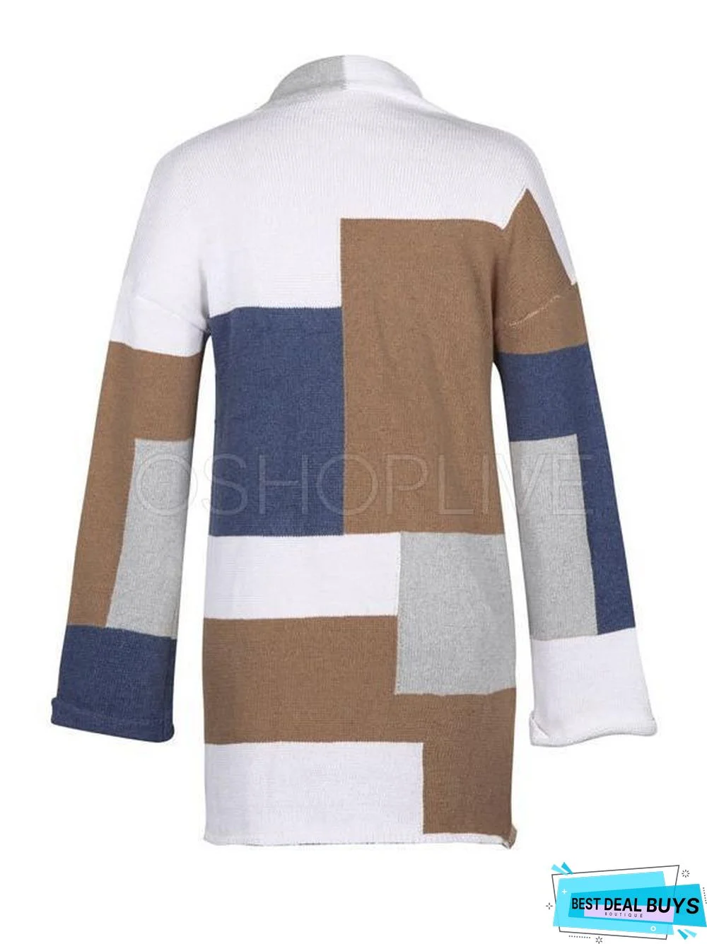 Splicing Color Mid-Length Knitting Sweater