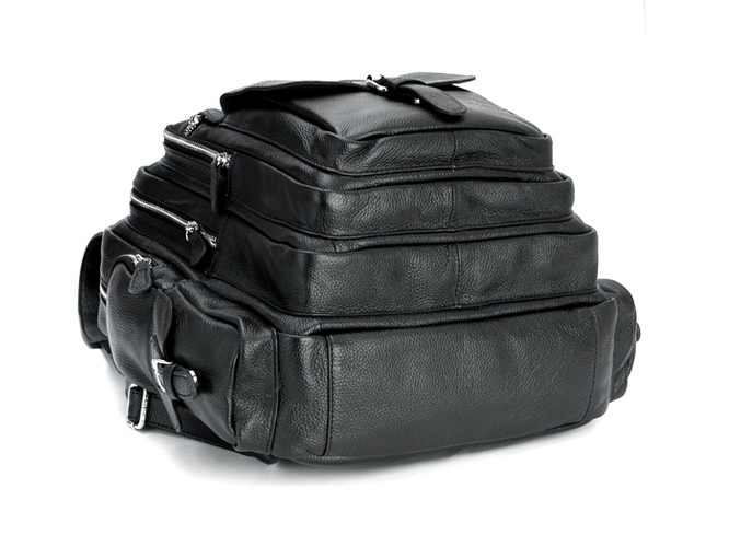 Bottom Display of Woosir Mens Multi Pocket Backpack Genuine Leather
