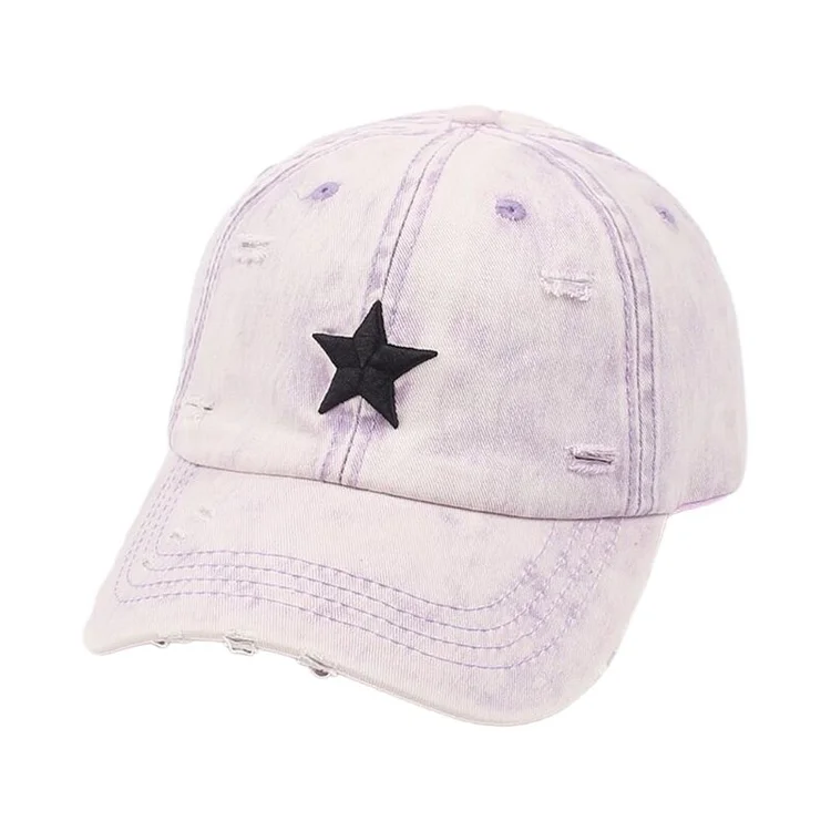 Spring Summer Tie-Dye Design Hat Outdoor Sports Leisure Baseball Cap Woman Man Adjustable Size Embroidery Star Jean Hat