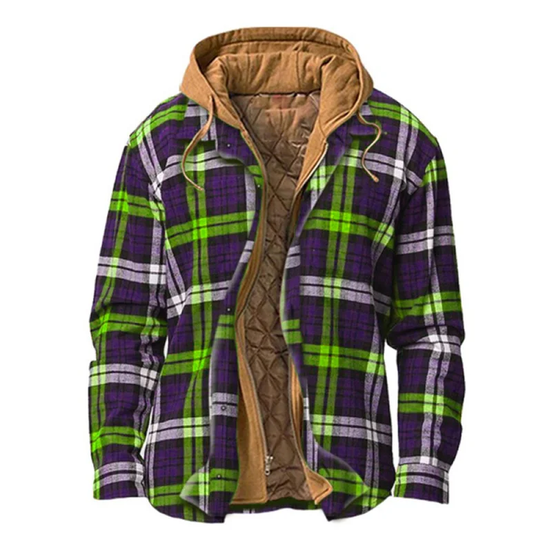 Mens Winter Plaid Thick Casual Jacket-inspireuse