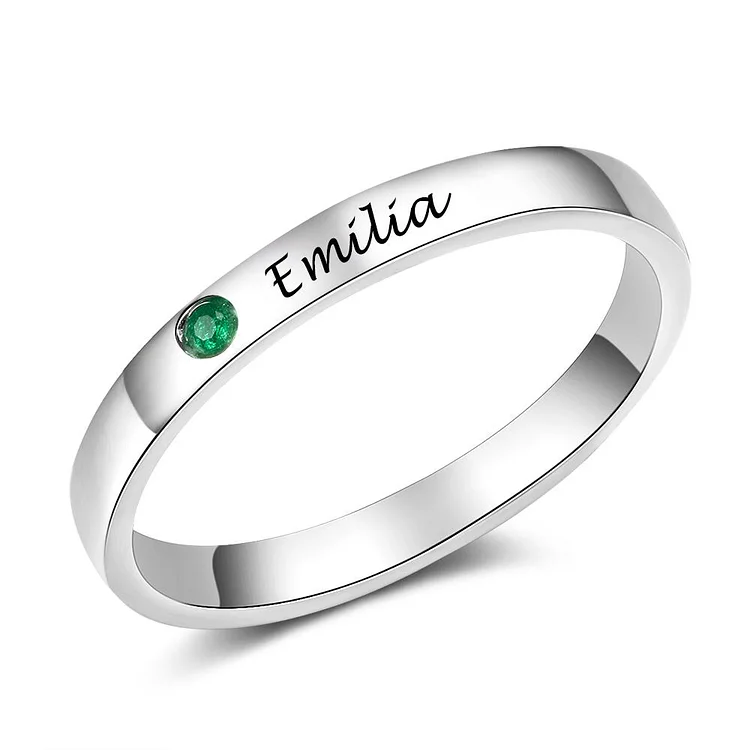 Birthstone Ring For Mom Mother Daughter Ring Engraved Name