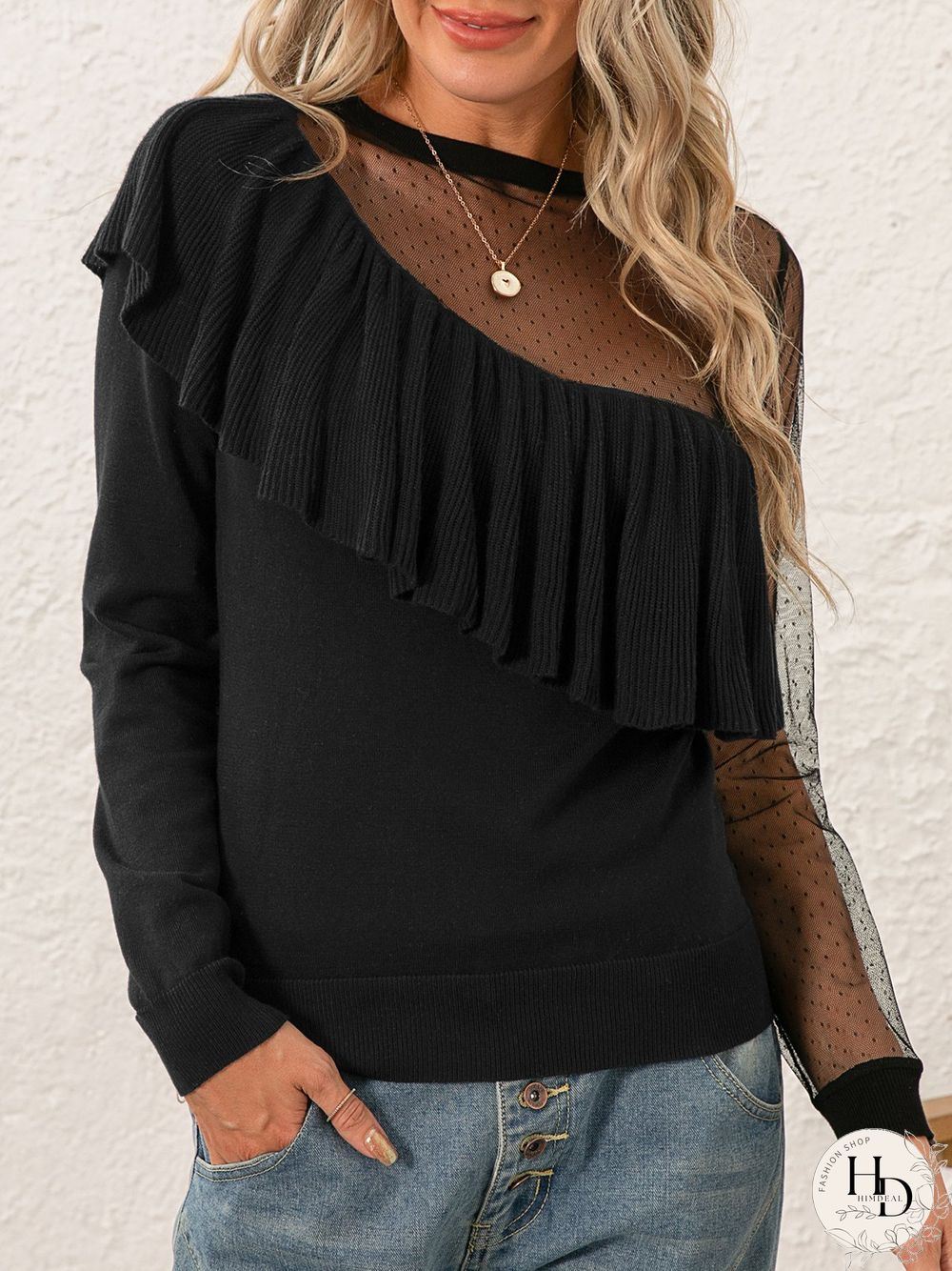 Elegant Acrylic Mid-weight Micro-Elasticity Loose Crew Neck Regular Sweater for Women