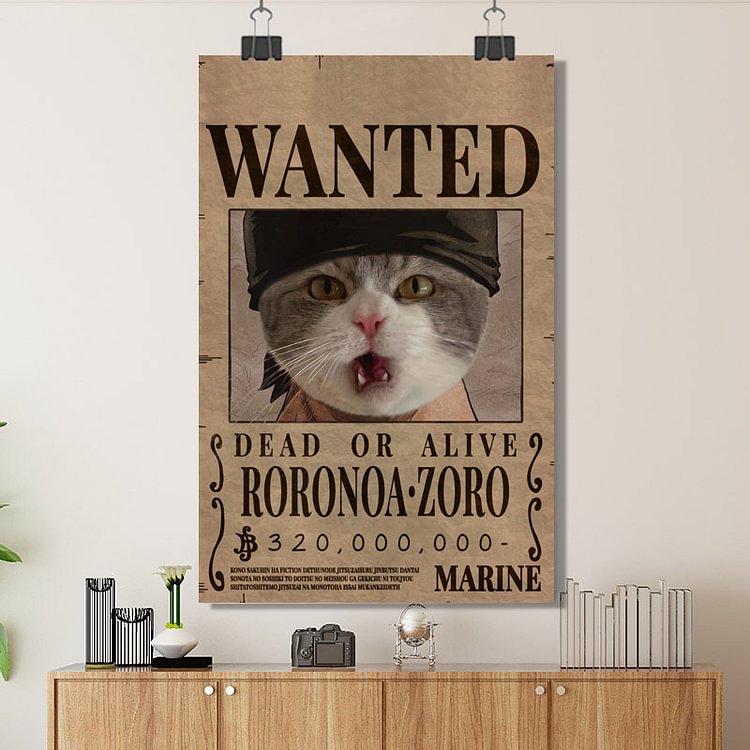 Zoro Bounty Wanted Poster One Piece Custom Poster/Canvas/Scroll Painting/Magnetic Painting