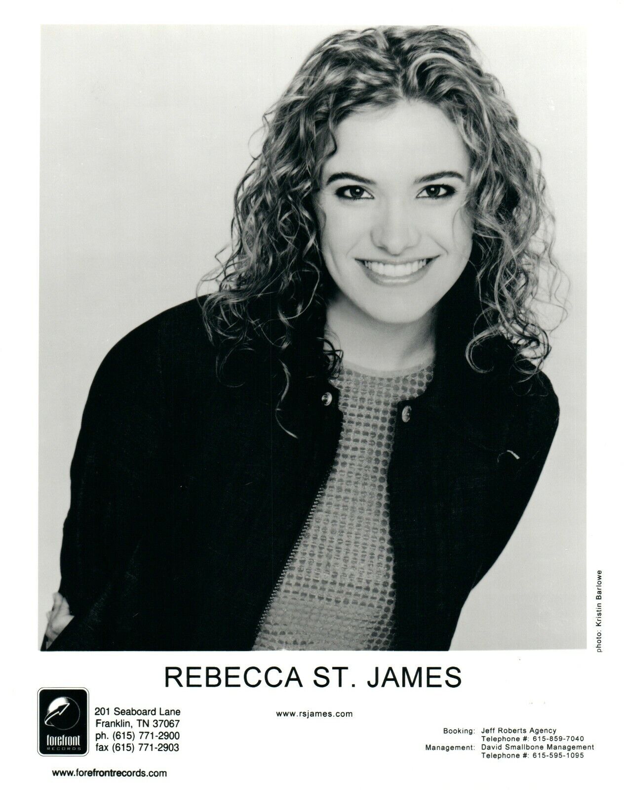 REBECCA ST. JAMES Christian Pop Rock Music 8x10 Promo Press Photo Poster painting Forefront Rec