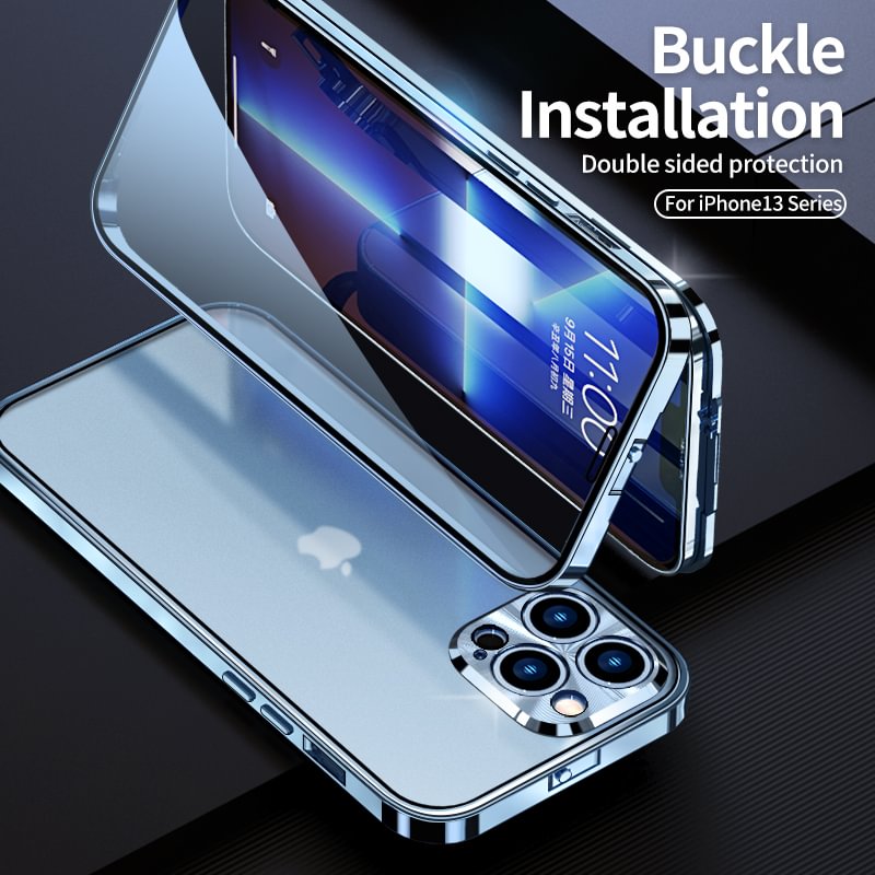 Luxury Magnetic Metal Frame Double-sided Temper Glass Clear Case for IPhone 12 & 13 Series