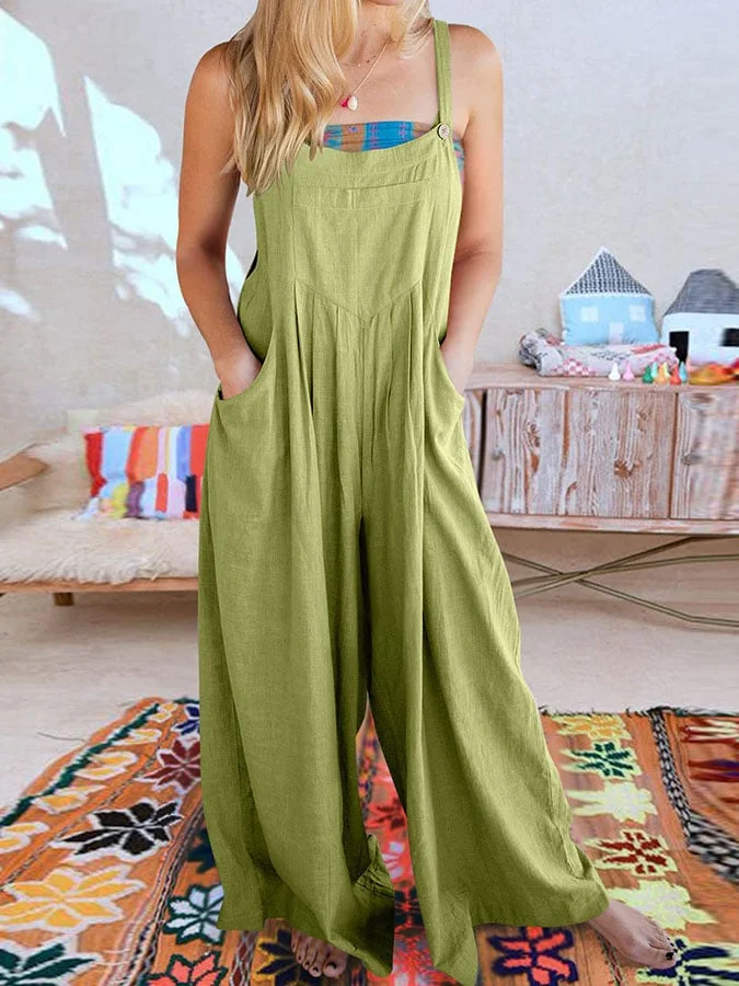 Women's Casual Solid Color Sleeveless Jumpsuit