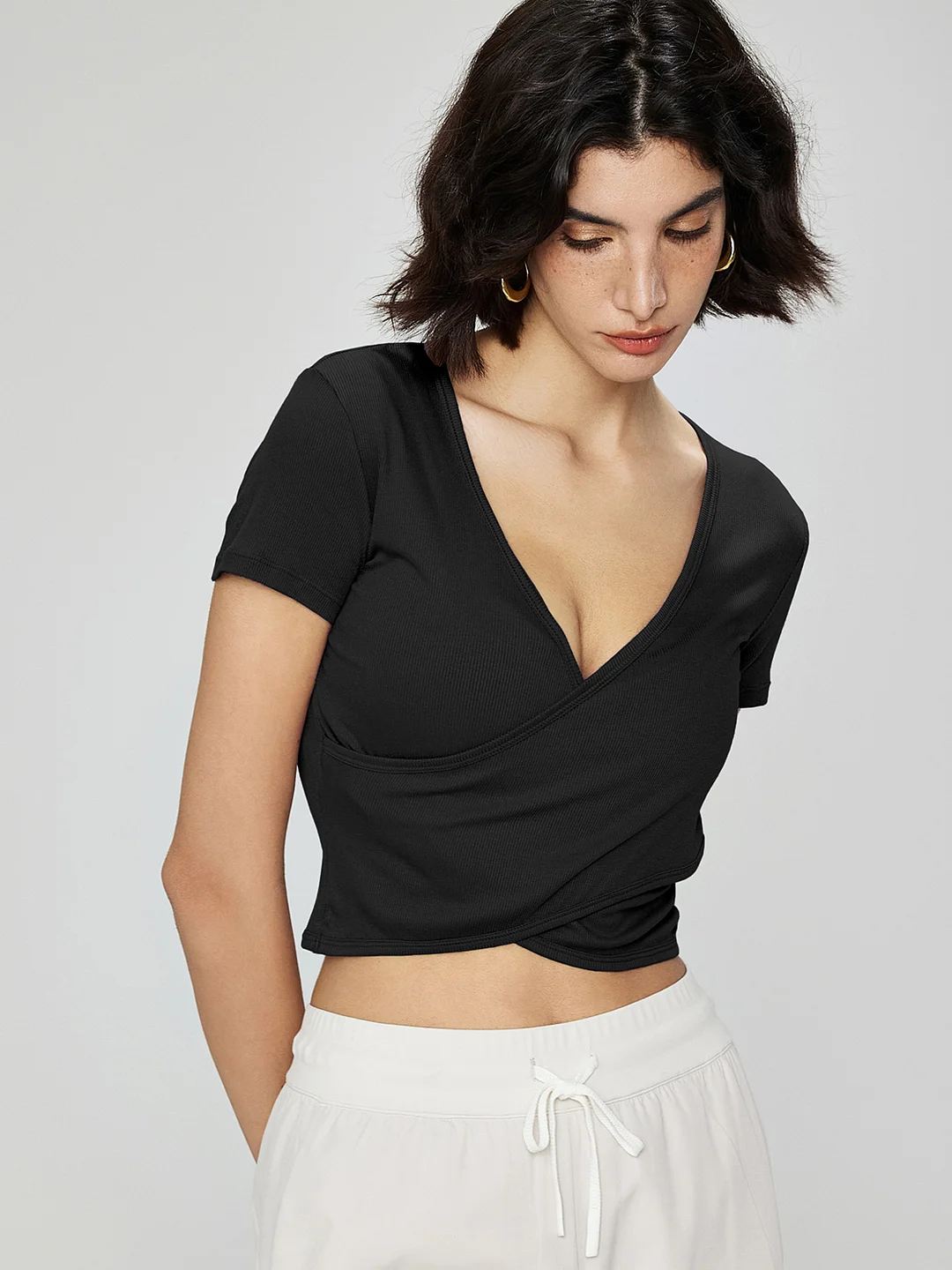 Modal Ribbed Yoga Tops Short-sleeve Women's Summer Nude Casual T-shirt