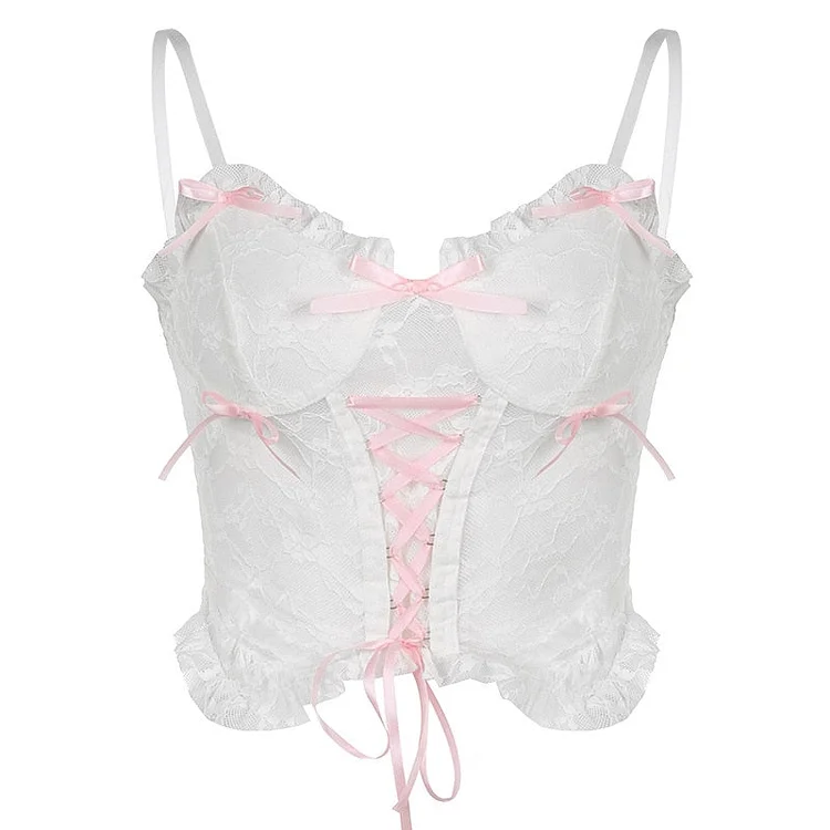 Lace Nymphette Cami Crop Top - Gotamochi Kawaii Shop, Kawaii Clothes