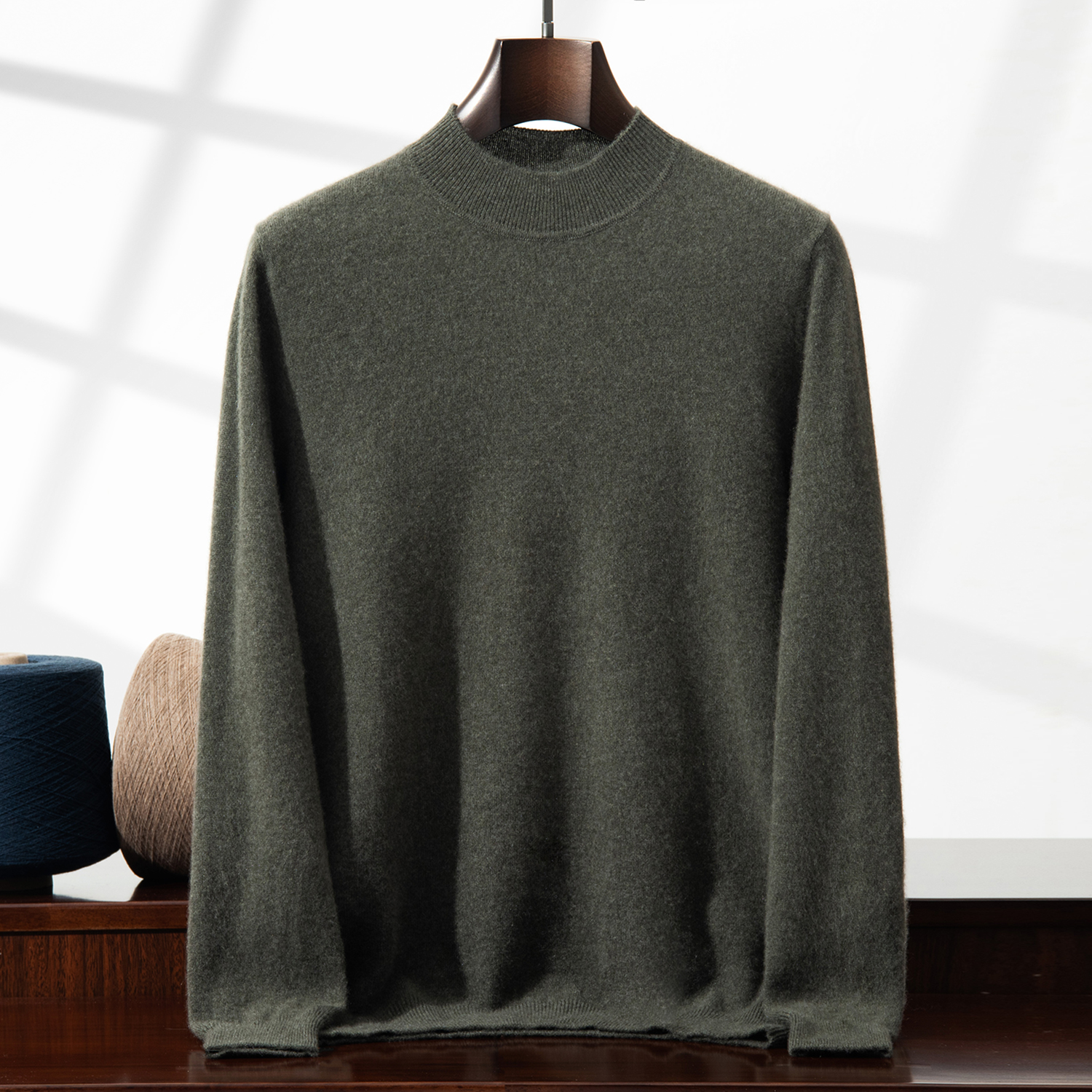 Men's Mock Neck Cashmere Sweater | Everyday Essential REAL SILK LIFE