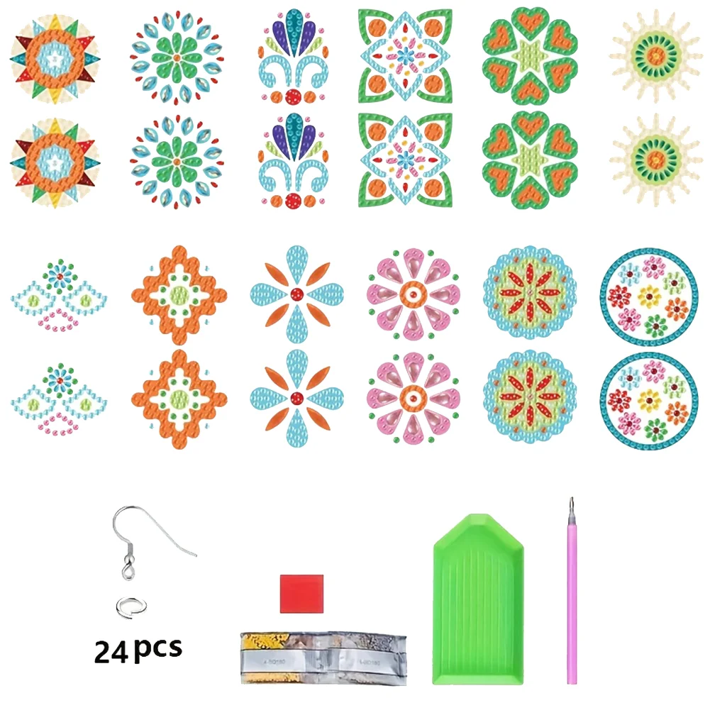 12 Pairs Diamond Painting Earrings DIY Diamond Art Earrings for Adults (A)