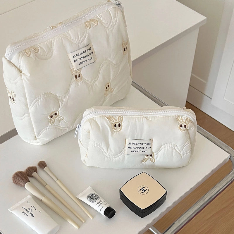 Elegant Streetwear Solid Color Cotton Embroidery Square Makeup Bags