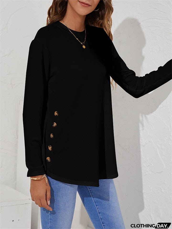 Women's Simple Casual Round Neck Long Sleeve T-shirts