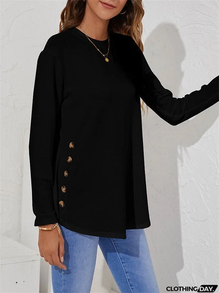 Women's Simple Casual Round Neck Long Sleeve T-shirts