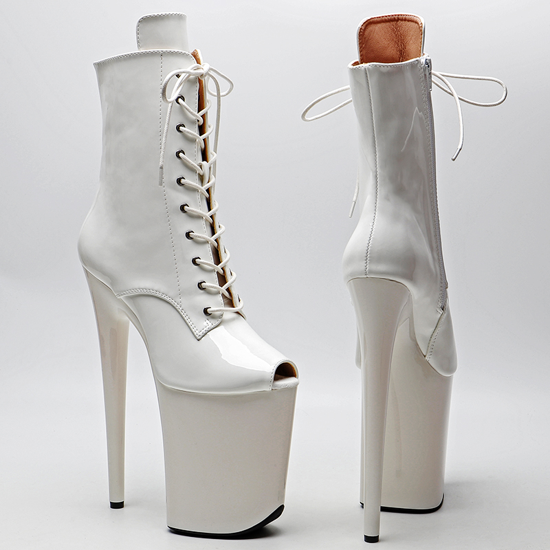 VCshoes 23CM/9inches Patent PU Upper Fashion Trend Small Open Toe High Heels Pole Dance Anlkle Boot