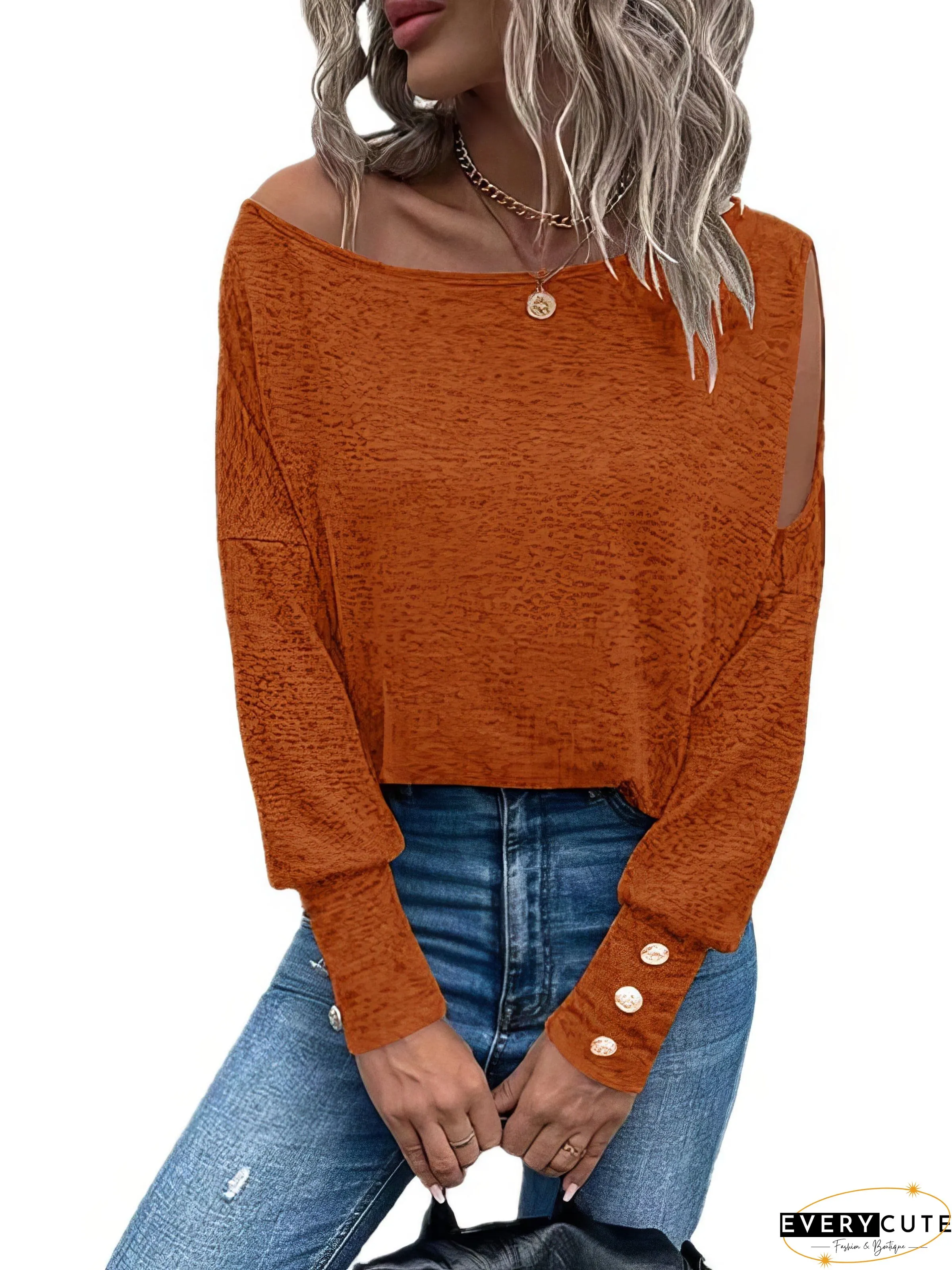 One-Shoulder Button Detail Blouse