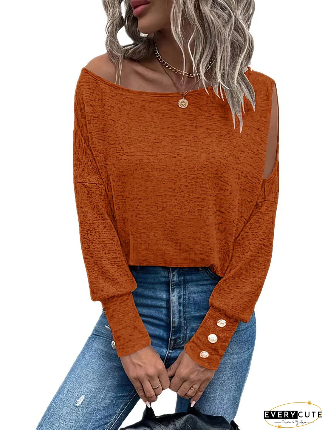 One-Shoulder Button Detail Blouse