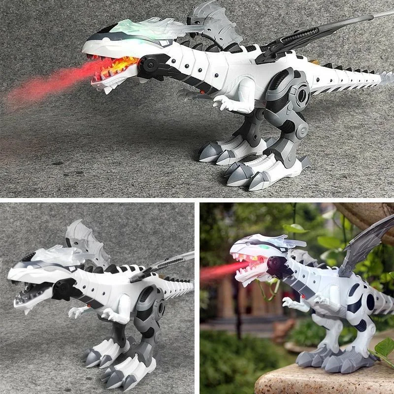 Electric dinosaur robot toys (with sound lights and spray)