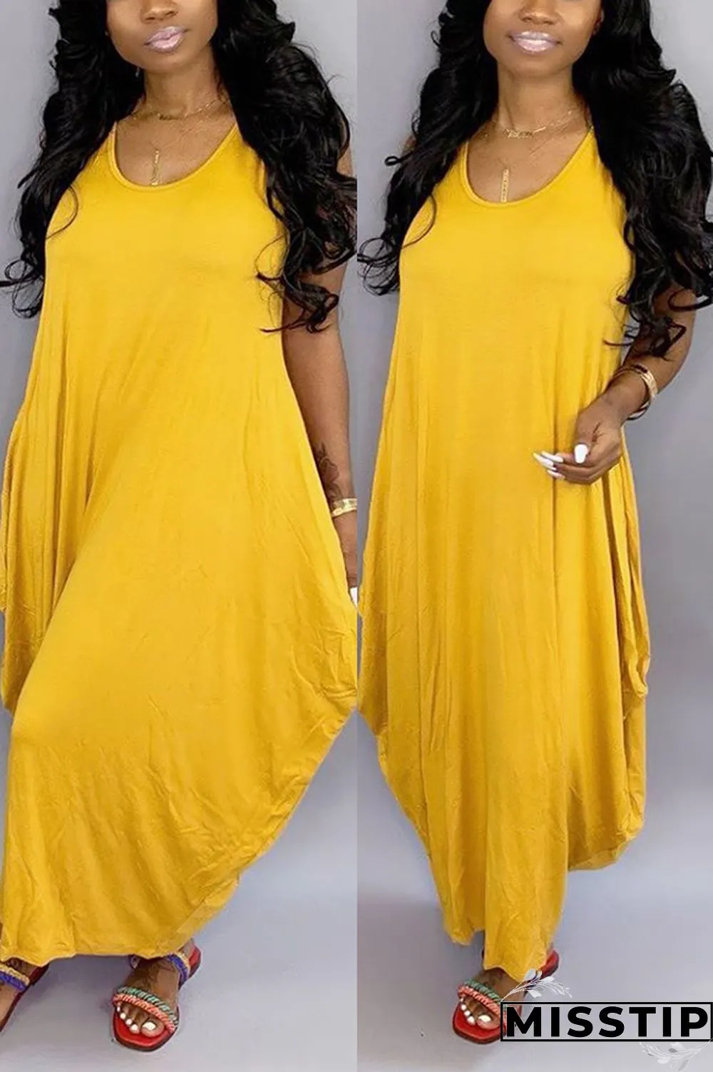 Grey Fashion Casual Sleeveless Irregular Dress