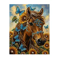 Blue Butterfly Horse - Pearls Painting