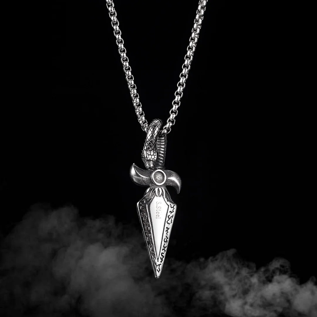 Head retro personality dagger sword hip hop necklace