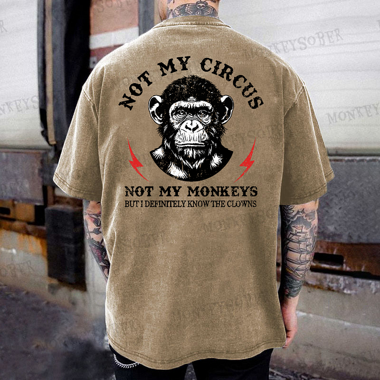 Not My Circus Not My Monkeys But I Know All The Clowns Sarcastic  Washed T-Shirt