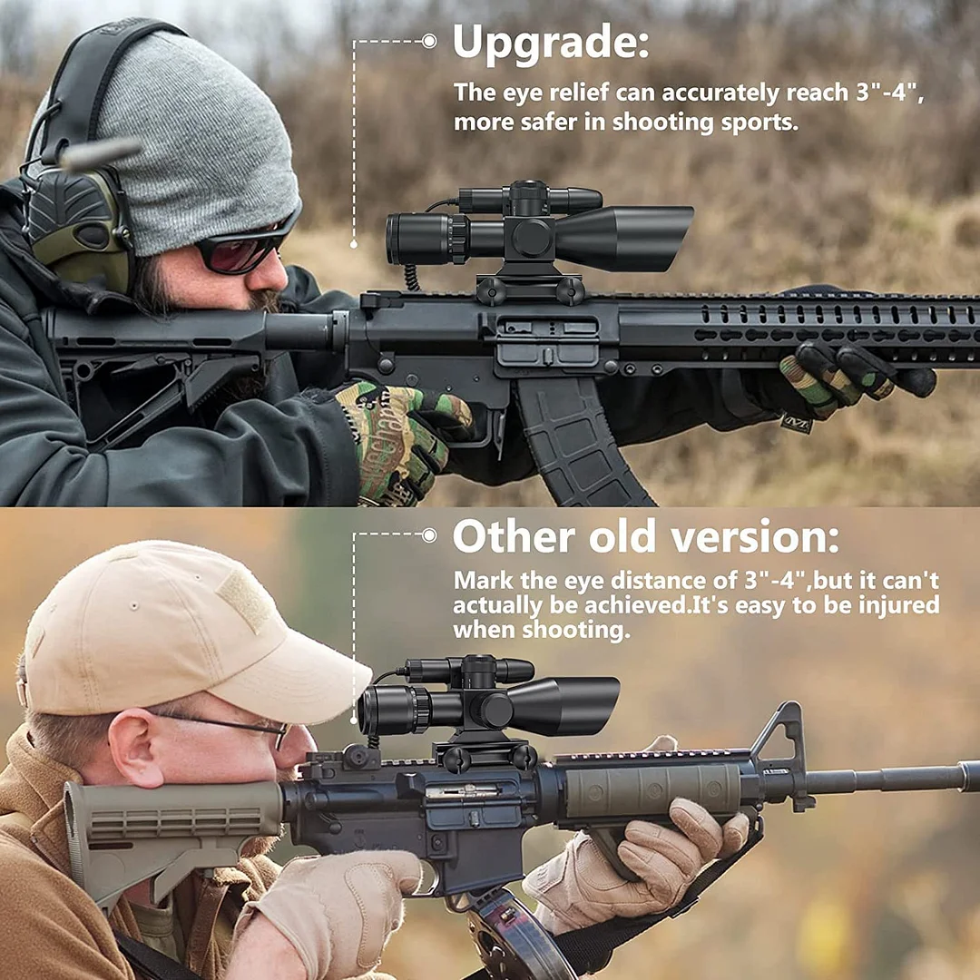 ohhunt® 2.5-10x40e Red & Green Illuminated Rifle Scope Mil-dot Gun Scope Green Laser Combo with Pressure Switch