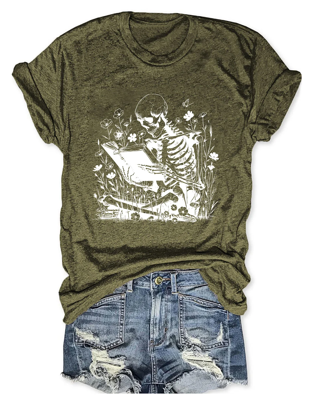Book Reading Skeleton T-shirt